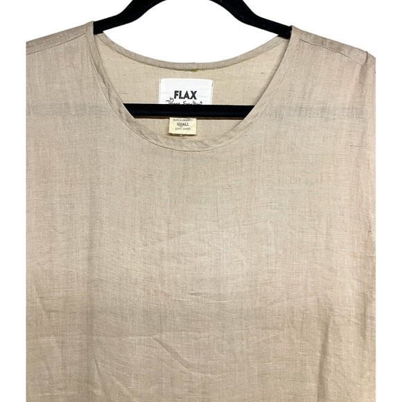 FLAX Short Sleeve Pleat Dress 100% Linen w/Pockets‎ Long Women’s Small - Picture 3 of 8